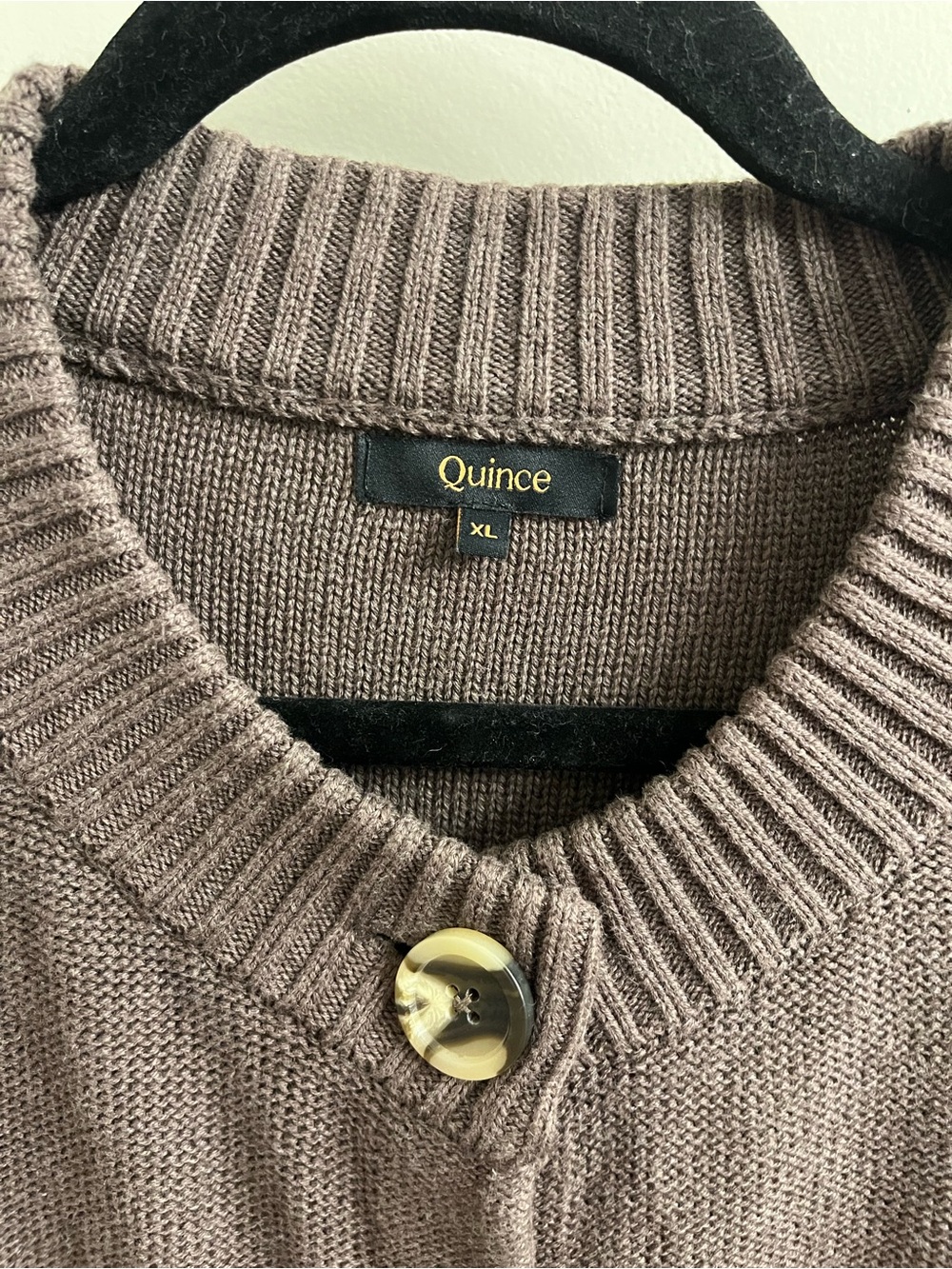 Quince 100% Organic Cotton Cropped Cardigan Heather Brown Size XL - Picture 9 of 12